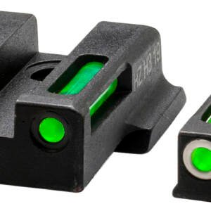HiViz EZN321 LiteWave H3 Sight Set for S&W EZ380 Green Tritium White Outline Front Sight-Green Fiber Optic Rear Sight