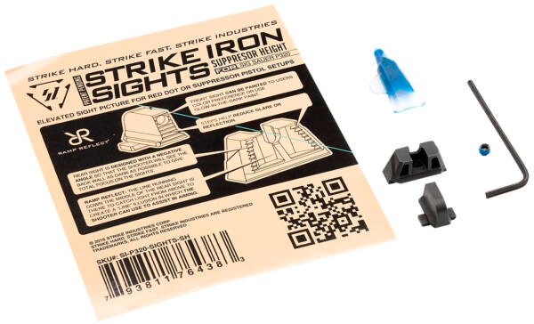 Strike Industries P320SIGHTSSH Strike Iron Sights  Black/Blank Front Sight Black/Blank Rear Sight Sig Sauer P320 with Rear Dovetail Suppressor Height