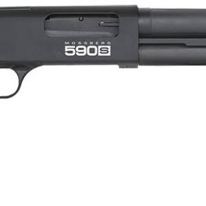 Mossberg 51605 590S  12 Gauge Pump 3" 9+1 18.50" Matte Blued Steel Barrel, Matte Blued Optic Ready Receiver, Fixed Black Synthetic Stock, Right Hand