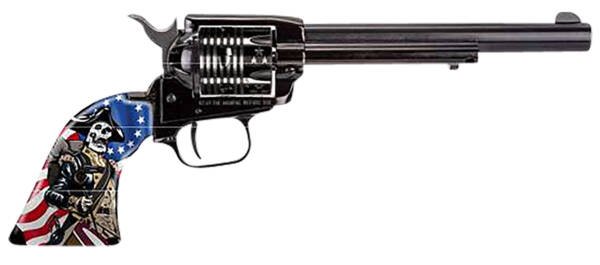 Heritage Mfg RR22B6ECSS Rough Rider Independence Day 22 LR 6 Shot 6.50" Black Oxide Barrel & Frame, Black Oxide w/Engraved US Flag Cylinder, Custom Designed US Flag w/Soldier Grips