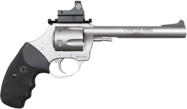 Charter Arms 79965 Mastiff Target Large Frame 9mm Luger 5rd, 6" Stainless Steel Barrel, Cylinder & Frame, Sightmark Micro Optic, Picatinny Rail, Black Rubber Grip, Exposed Hammer