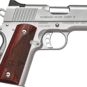 Kimber Mfg, Inc 3200330 Ultra Carry II  45 ACP 7+1 3" Stainless Match Grade Barrel, Satin Silver Serrated Stainless Steel Slide, Satin Silver Aluminum Frame w/Beavertail, Rosewood Grip