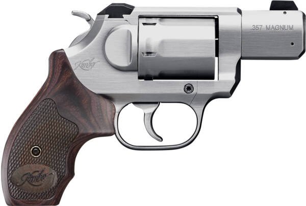 Kimber Mfg, Inc 3400021 K6S  DA/SA 357 Mag 6 Shot 2" Brushed Stainless Steel Barrel & Cylinder, Brushed Stainless Steel Frame, Diamond Checkering Grip, Exposed Hammer