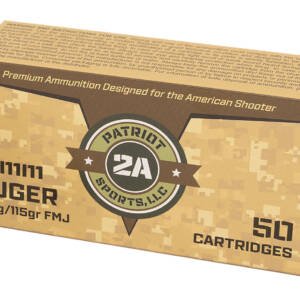 PATRIOT SPORTS LLC P9MM115F   9mm 115gr Full Metal Jacket 50 Per Box/20 Case