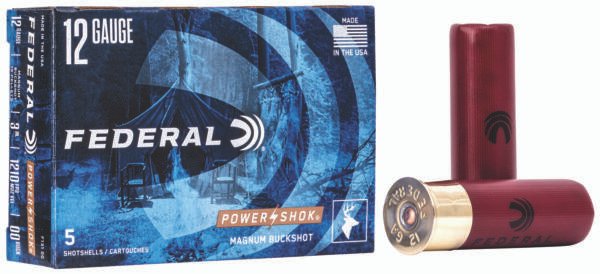 Federal F13100 Power-Shok Magnum 12Gauge 3" 1 7/8oz 00BuckShot 5 Per Box/50 Case
