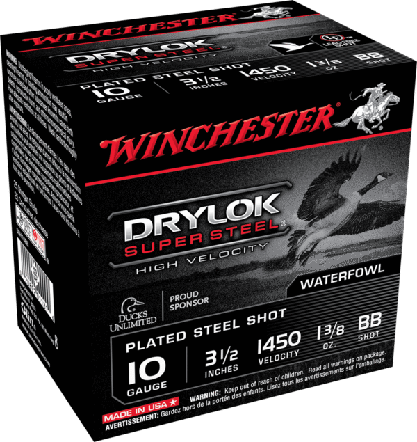 WINCHESTER DRYLOK SUPER STEEL 10G 31/2 13/8 BB 25RD BX 250RD CASE