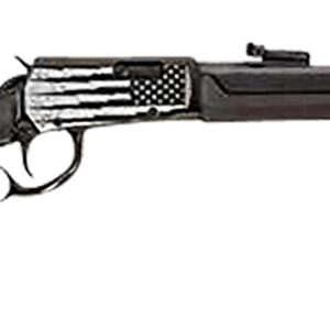 Rossi RL22181SYEN18 Rio Bravo  Full Size 22 LR 15+1, 18" Polished Black Steel Barrel, Polished Black w/Lighting US Flag Engraving Steel Receiver, Black Stock, Right Hand